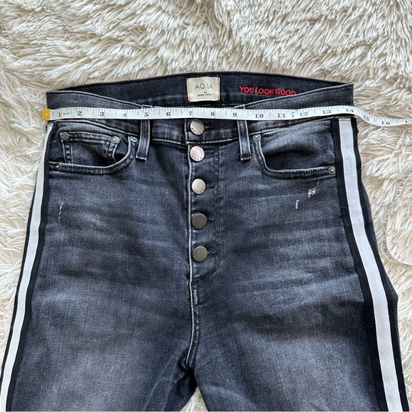 AO.LA Alice + Olivia High Rise Button Fly Side Stripe Jeans Size 30 - Picture 12 of 14